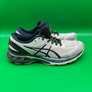 ASICS men’s Light Gray and Dark Blue Athletic Shoes